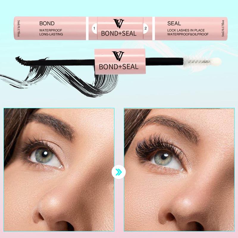 VAVALASH upgrade Lash Bond&Seal Cluster Lash Glue Individual Lashes Glue for DIY Lash Extensions Long Retention Strong Hold 48-72 Hours Waterproof Lash Bond for Lash Clusters(5ml+5ml) Eyelashes Makeup Cosmetic Eyelash Extensions Eyelashes Extensions