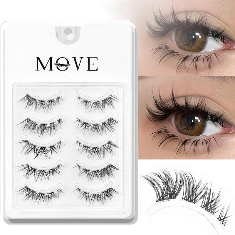 Natural Look Manga False Eyelashes, 1 Box Reusable Fluffy Curly Thick Faux Cluster Lashes, Eye Makeup Products for Women & Girls, Christmas, Christmas Gift