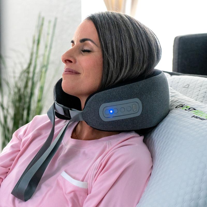 GhostBed Shiatsu Massaging Neck Pillow with Memory Foam & Infrared Heat