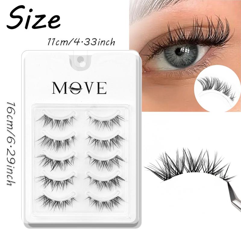 Natural Look Manga False Eyelashes, 1 Box Reusable Fluffy Curly Thick Faux Cluster Lashes, Eye Makeup Products for Women & Girls, Christmas, Christmas Gift