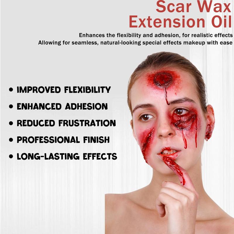 BOBISUKA Scar Wax Extension Oil for Professional SFX Makeup,Fake Wound Modeling Extension Oil,Smoothly Non-Sticky Halloween Special Effects Makeup Extension Oil - 0.17OZ