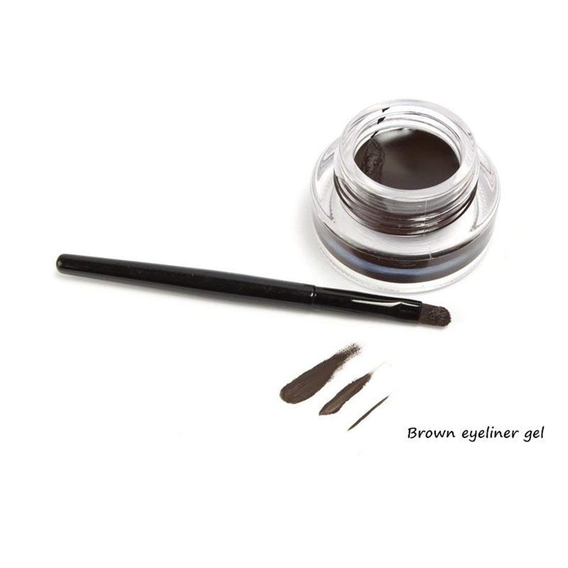 Water Proof Smudge Proof 2 in 1 Black and Brown Eyeliner Set with 2 Eye Makeup Brushes