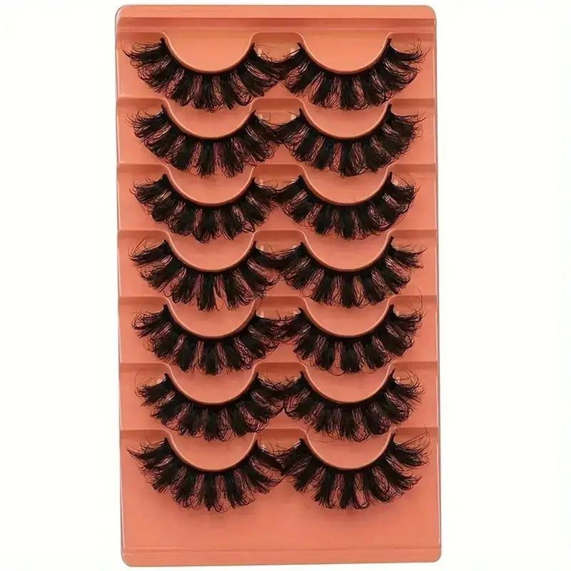 7 Pairs Faux Eyelashes, Fluffy False Eyelashes, 20mm Full Wispy Strips Eyelashes, Lash Clusters Kit, 8D Volume Curly Individual Lashes Extension Kit (without Lash Glue), Christmas Gift