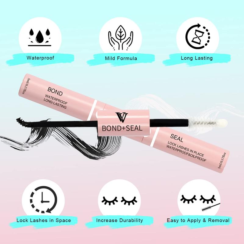 VAVALASH upgrade Lash Bond&Seal Cluster Lash Glue Individual Lashes Glue for DIY Lash Extensions Long Retention Strong Hold 48-72 Hours Waterproof Lash Bond for Lash Clusters(5ml+5ml) Eyelashes Makeup Cosmetic Eyelash Extensions Eyelashes Extensions