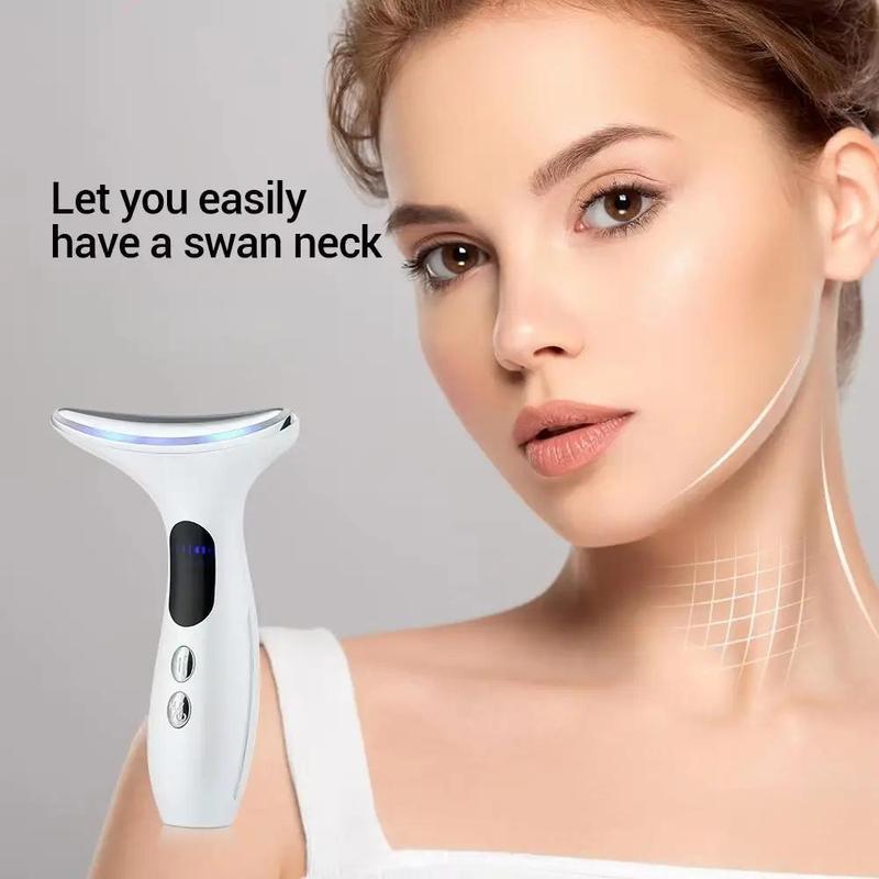 45°C Heating Vibration Facial Massager, 3 Color Light Mode & 4 Gear Function Mode Adjustable Facial Massage Tool, Facial & Neck Beauty Massager