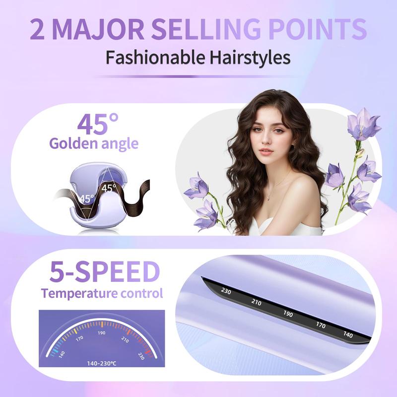 2 Barrel Wave Curler, 1.25 Inch Anti-burn Curler, Double Negative Ion Heat Tool Curler for Long Hair Women Who Need Beach Wide Deep Curler