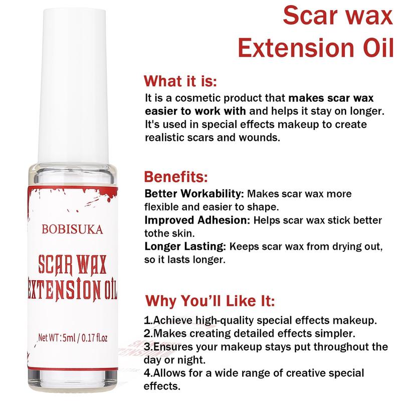 BOBISUKA Scar Wax Extension Oil for Professional SFX Makeup,Fake Wound Modeling Extension Oil,Smoothly Non-Sticky Halloween Special Effects Makeup Extension Oil - 0.17OZ