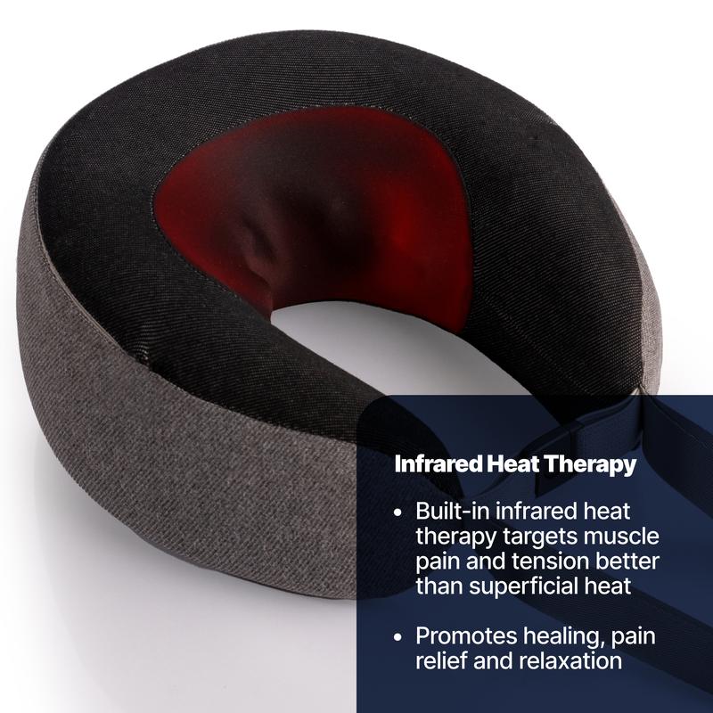 GhostBed Shiatsu Massaging Neck Pillow with Memory Foam & Infrared Heat