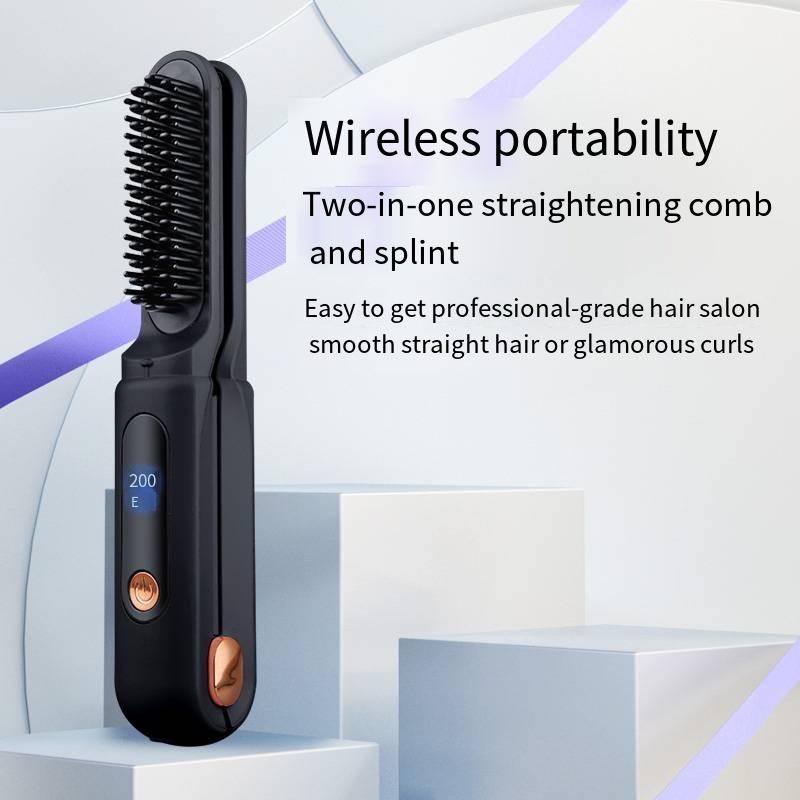 Cordless Hair Straightening Comb Clipper 2-in-1 Multifunctional Portable Hair Straightening Brush,  Portable and Compact Design for Easy Styling, Suitable for Hair Styling Tools At Home or On the Go, Christmas Winter Gift