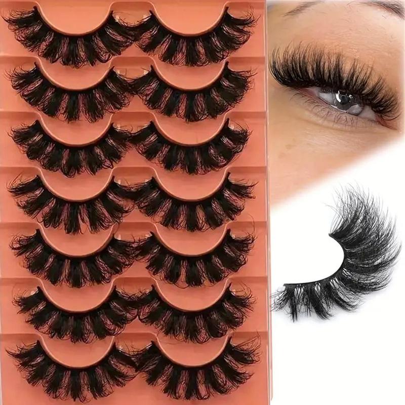 7 Pairs Faux Eyelashes, Fluffy False Eyelashes, 20mm Full Wispy Strips Eyelashes, Lash Clusters Kit, 8D Volume Curly Individual Lashes Extension Kit (without Lash Glue), Christmas Gift