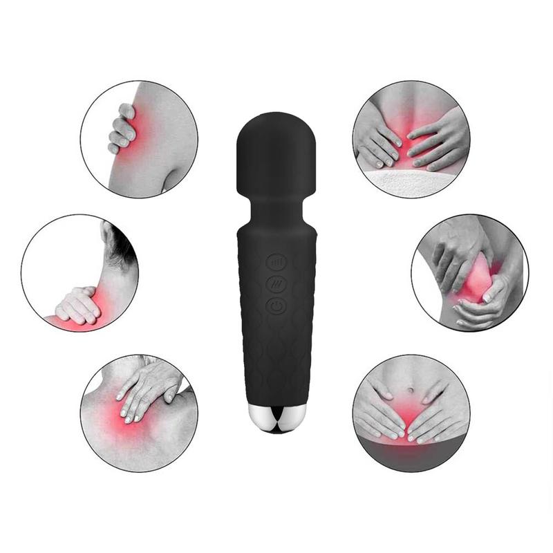 3-in-1 Personal Massager - Cordless, 2 hrs Continuous Vibration - Quiet - Vibrating Wand for Neck, Back Pain, Tension Relief & Muscle Soreness (Black)