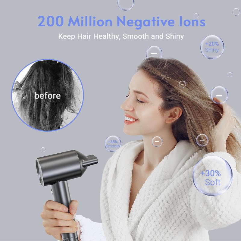 (Live flash sale) Maxodo High-speed Hair dryer, lightweight, low noise, negative ion, super strong wind, 4-speed intelligent temperature control. Equipped with a single air nozzle