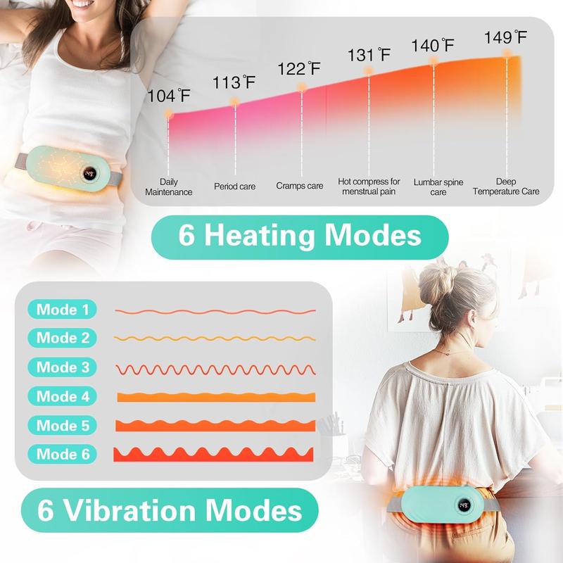 Heating Pad for Period Cramps 5000mAh, Portable Heating Pad with 6 Heating Levels and 6 Massage Modes, Menstrual Heating Pad with 3 Timer Auto Off Set Cordless Comfort