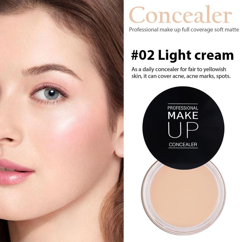 Pot Concealer Full Coverage Set,under Eye Brightener Concealer for Conceals Dark Circles,Waterproof Foundation Face Makeup Brush Kit,Color Correcting Concealer,Eye Ring corrector de ojeras 02