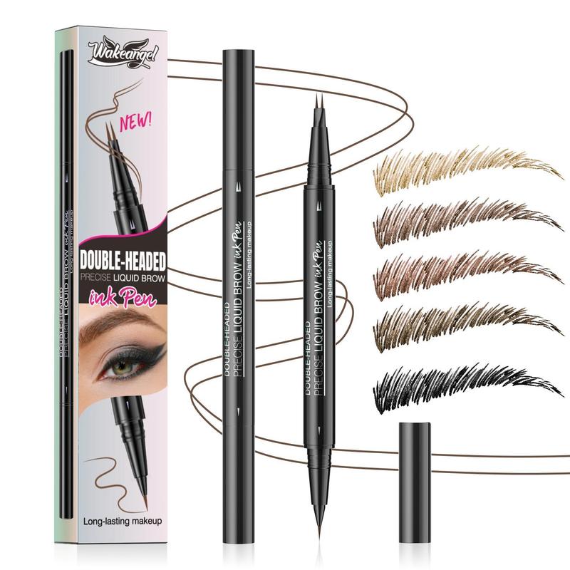 Hair-like Eyebrow Pen, 2-in-1 Waterproof Brow Pen with 2 Tip, with Dual-ended Eyebrow Brush, Cosmetic Makeup