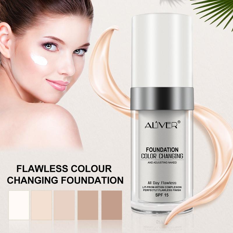 ALIVER Liquid Foundation, Concealer, Light Coverage, Moisturizing (30 ml) - White Foundation Color Changing Foundation, Cosmetic Makeup Moisturize