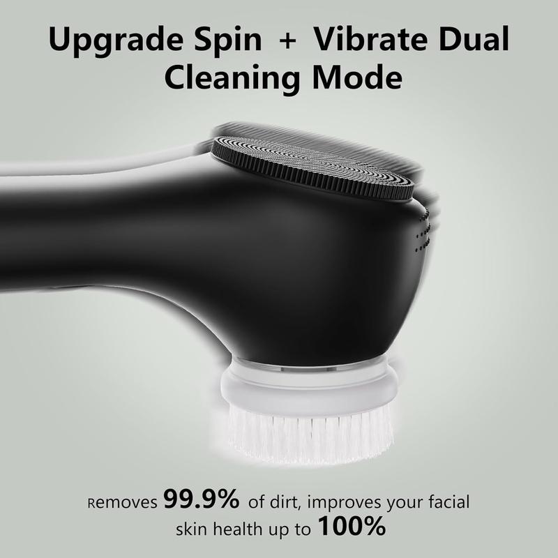 Vibrating and Rotating Face Scrubber, Waterproof Rechargeable Facial Cleansing Brush, 8 Modes Face Brush for Exfoliating and Massaging, Face Wash Brush for Removing Blackhead