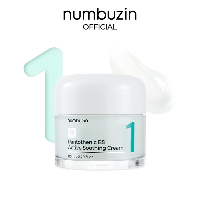 numbuzin No.1 Pantothenic B5 Active Soothing Cream | Lightweight Facial Moisturizer | Hydrating, Excess Oil Control, Acne Soothing | Pantothenic Acid, Niacinamide, Panthenol | Water-like Lightweight Texture | Skincare Comfort