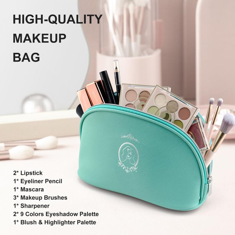 Color Nymph Girls Makeup Kit For Teens Girls With Cosmetics Bag Included Eyeshadow Palette Blush Lipstick Lip Pencil Eye Pencil Brush Mascara（Green） teen makeup