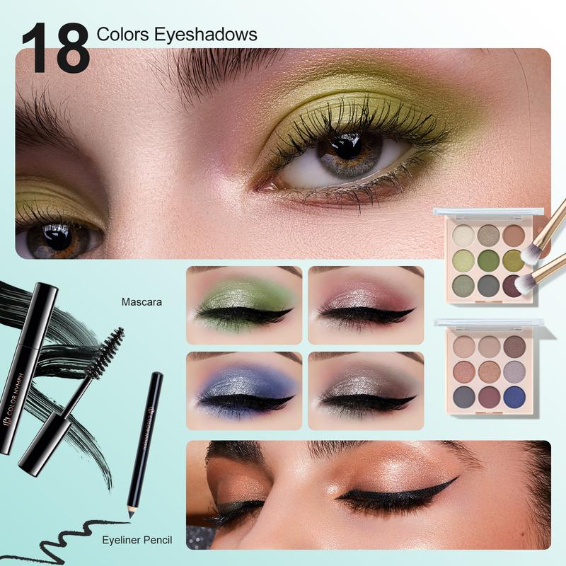 Color Nymph Girls Makeup Kit For Teens Girls With Cosmetics Bag Included Eyeshadow Palette Blush Lipstick Lip Pencil Eye Pencil Brush Mascara（Green） teen makeup