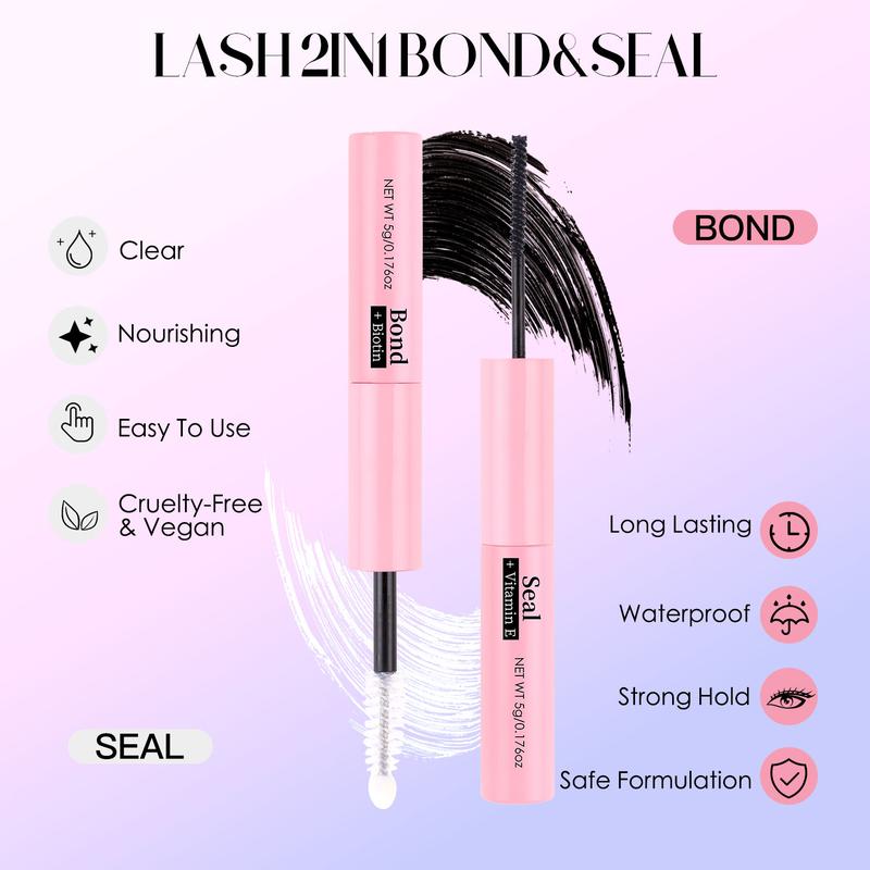 Waterproof eyelash glue, 2-in-1 long-lasting eyelash adhesive and sealant, sweat resistant eyelash extension glue for clustered eyelashes, eyelash extension products, girl's room accessories makeup, face glue, makeup products Cosmetic Eyelashes Extensions