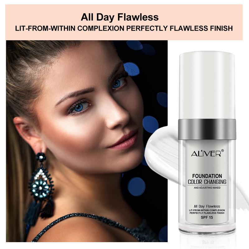 ALIVER Liquid Foundation, Concealer, Light Coverage, Moisturizing (30 ml) - White Foundation Color Changing Foundation, Cosmetic Makeup Moisturize