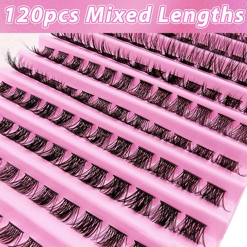 Mixed Length Individual False Eyelashes (120pcs set), Natural Curling Eye Makeup Strip Lashes, Segmented Eyelash for Lashes Extensions, False Eyelashes for Women and Girls Eye Makeup Enhancement