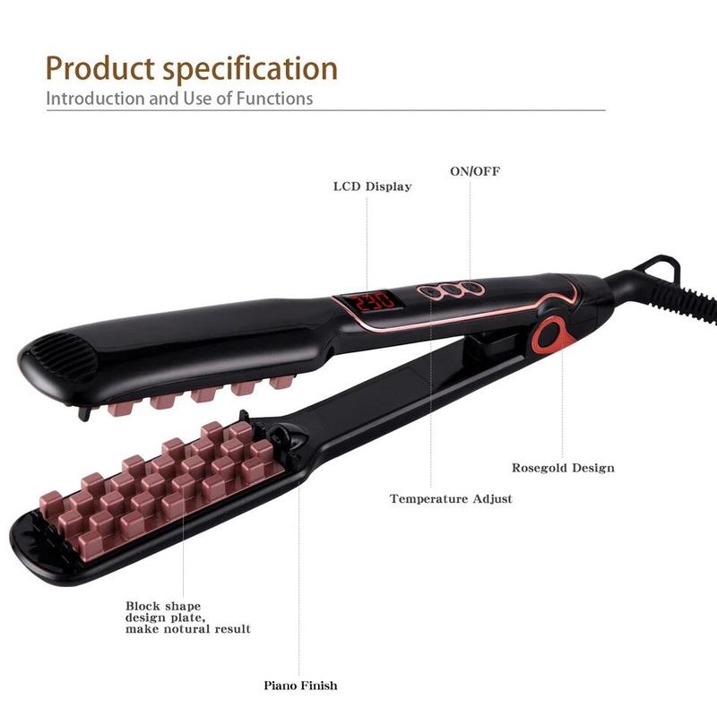 AIKO PRO 2-in-1 Hair Volumizing Iron Hair Straightener Ceramic Crimper Corrugated Curler Volumizer