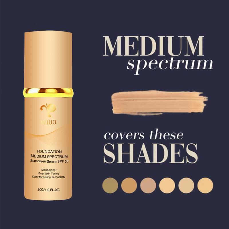 WIUO Foundation 4 in 1 - Medium Spectrum, Liquid Foundation for Flawless, Natural Looking Finish