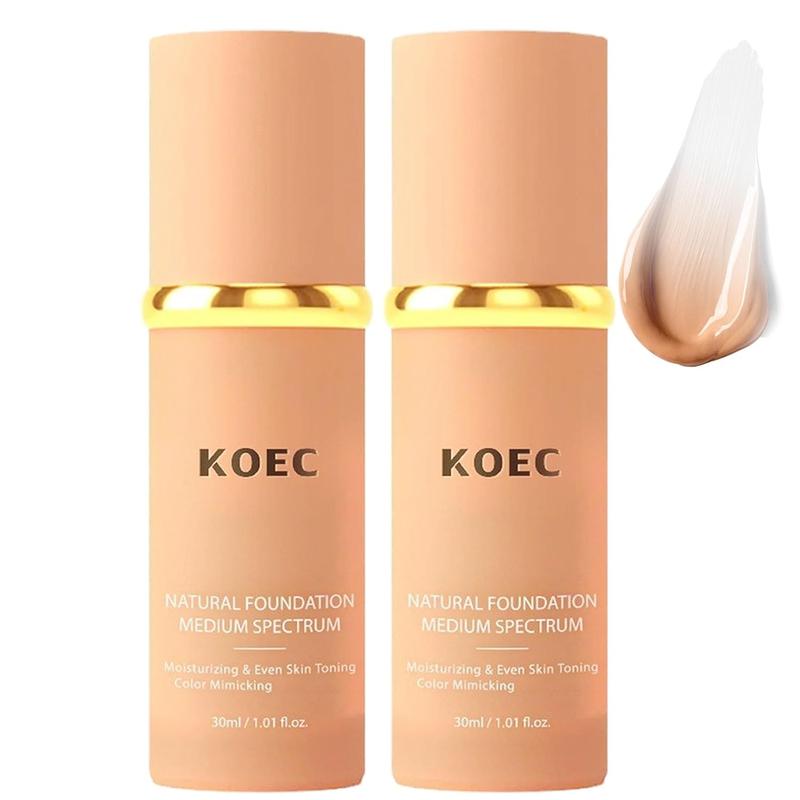 2Pcs Bionic Foundation 4 in 1 - Light Spectrum, Foundation 4 in 1 Medium Spectrum, 4 in 1 Foundation Liquid Hydratin Full Coverage Concealer Color Mimicking Foundation