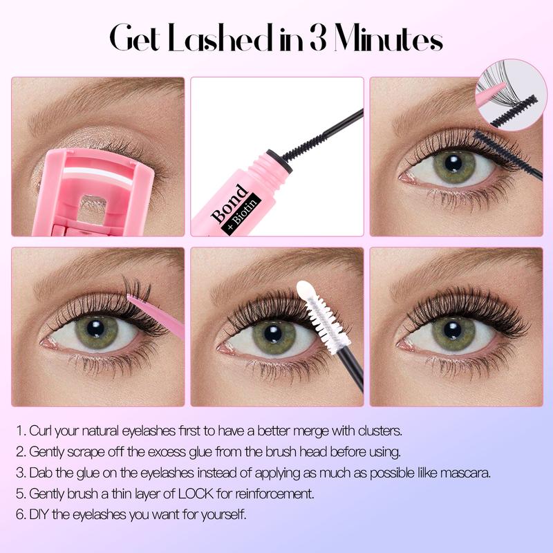 Waterproof eyelash glue, 2-in-1 long-lasting eyelash adhesive and sealant, sweat resistant eyelash extension glue for clustered eyelashes, eyelash extension products, girl's room accessories makeup, face glue, makeup products Cosmetic Eyelashes Extensions