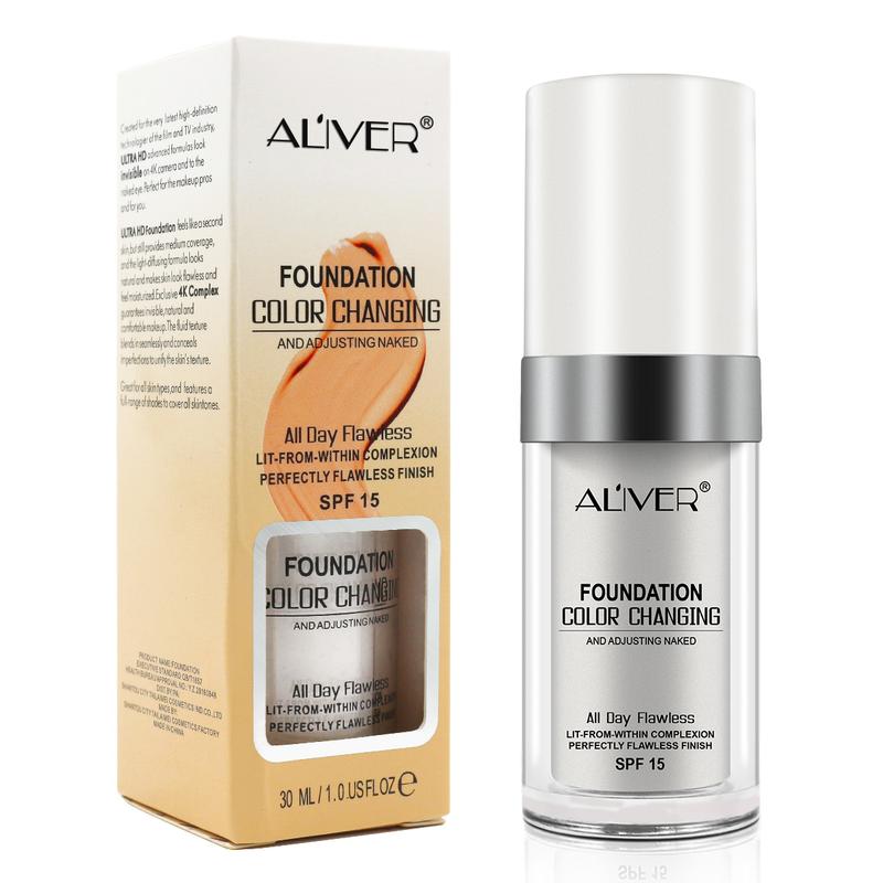 ALIVER Liquid Foundation, Concealer, Light Coverage, Moisturizing (30 ml) - White Foundation Color Changing Foundation, Cosmetic Makeup Moisturize