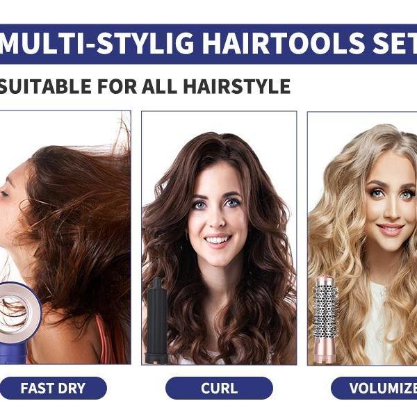 Curling and straightening hair dryer set -5-in-1 one-step hot air brush, used for quick drying, curling, straightening, and combing