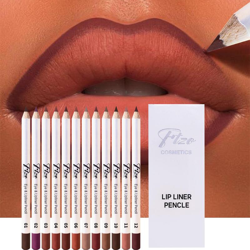 Long Lasting Lip Liner Set, 12pcs set Matte Easy Coloring Lip Liner Pencil, Natural Lip Makeup Tool for Women & Girls