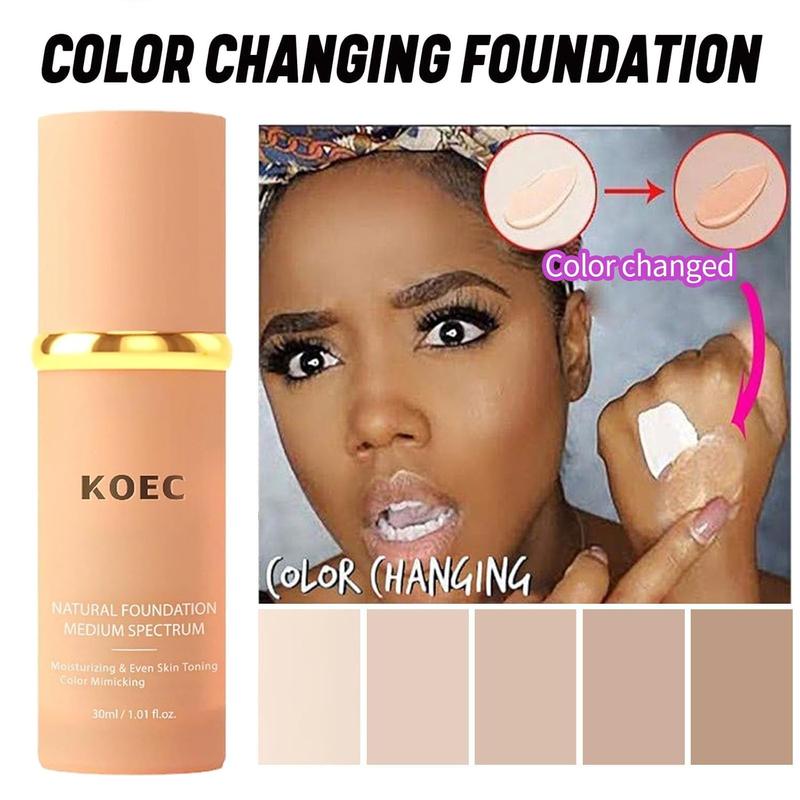 2Pcs Bionic Foundation 4 in 1 - Light Spectrum, Foundation 4 in 1 Medium Spectrum, 4 in 1 Foundation Liquid Hydratin Full Coverage Concealer Color Mimicking Foundation