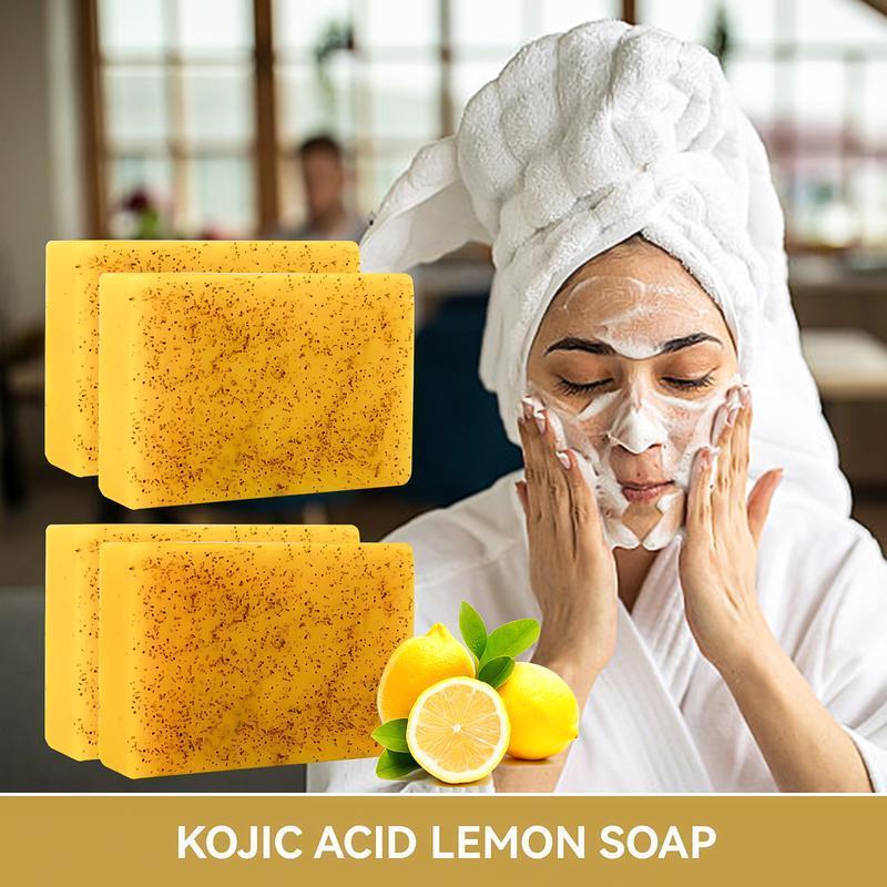 3PCS Lemon Turmeric Kojic Acid Soap, Soap Body Wash Lemon Flawless Organic