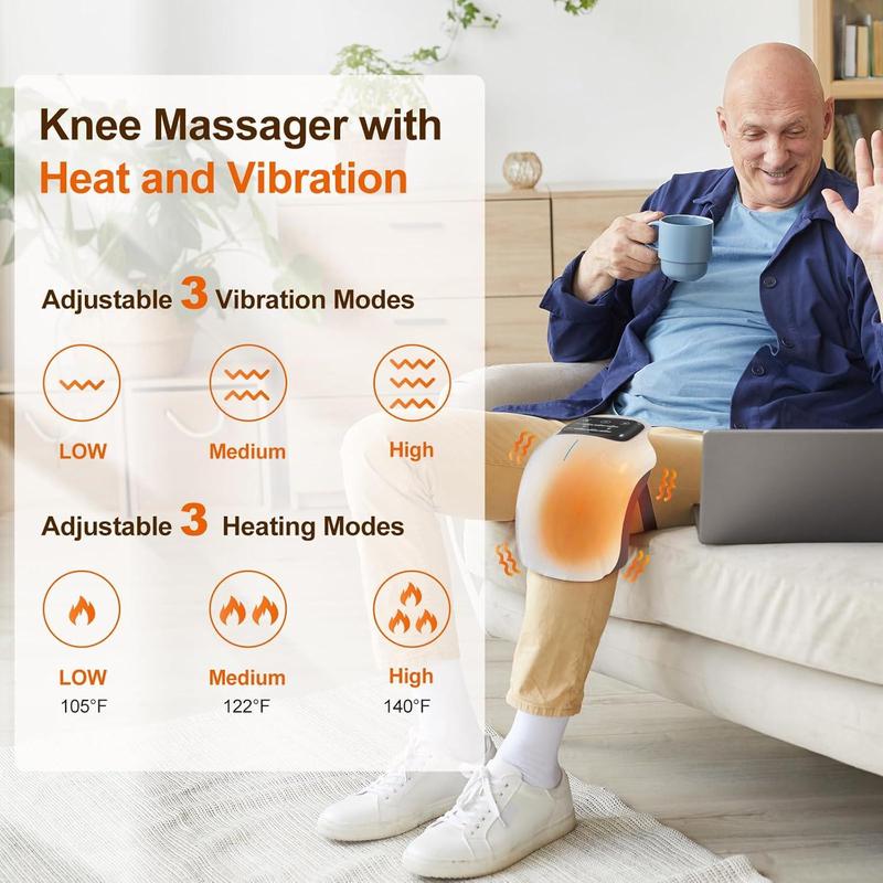 Portable Knee Massager, 1 Box 3 in 1 Multifunctional Vibration Knee Massager, Home Use Vibration Hot Massage Tool for Shoulder, Elbow, Knee