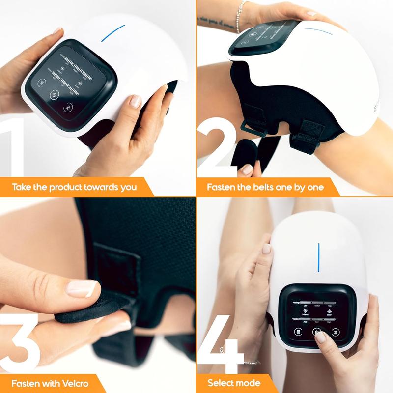 Portable Knee Massager, 1 Box 3 in 1 Multifunctional Vibration Knee Massager, Home Use Vibration Hot Massage Tool for Shoulder, Elbow, Knee