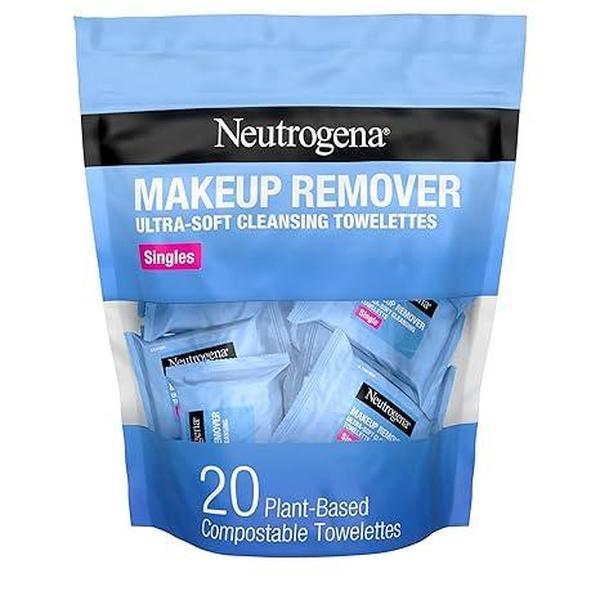 Neutrogena Makeup Remover Wipes, Individually Wrapped Daily Face Wipes for Waterproof Makeup, Travel & On-the-Go Singles, 20 Count