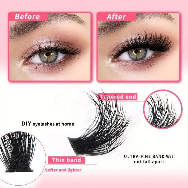 0.07 D Curling Fluffy DIY Cluster Eyelashes, 1 Box 5D 9-16mm Volume Segments Eyelashes Extensions, Fully and Dramatic Faux Handmade Easy for DIY Individual Eyelash At Home Makeup, Lash Clusters, Meatball In Makeup, Christmas Gift