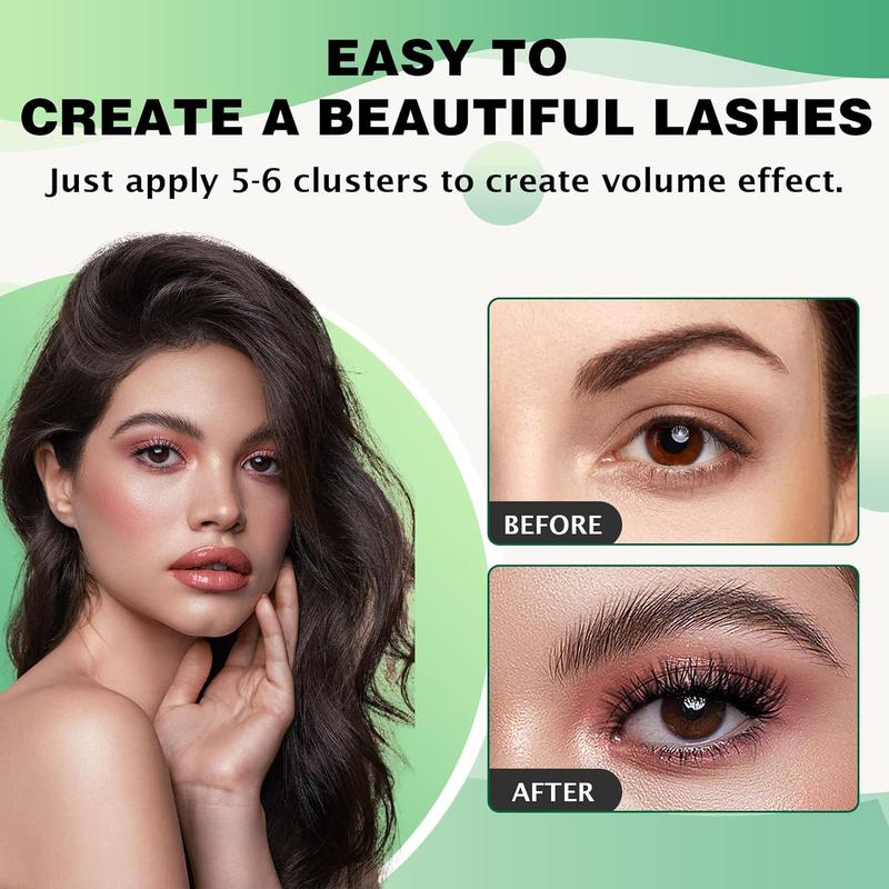 Christmas Gift KEYYOU DIY Lash Clusters Volume Lash Extensions Wispy Comfortable Cluster Lashes Eyelash Extensions Makeup Cosmetic Easy DIY at Home