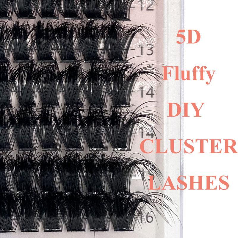 0.07 D Curling Fluffy DIY Cluster Eyelashes, 1 Box 5D 9-16mm Volume Segments Eyelashes Extensions, Fully and Dramatic Faux Handmade Easy for DIY Individual Eyelash At Home Makeup, Lash Clusters, Meatball In Makeup, Christmas Gift