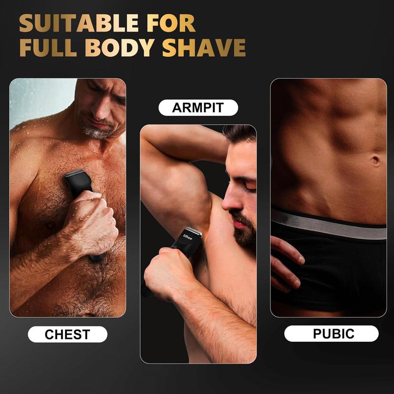 Body Hair Trimmer for Men, Manscape Ball Pubic Hair Trimmer, 3 in 1 Men Grooming Kit for Groin, Waterproof Body Electric Shaver Razor, Replaceable Ceramic Blade, Gifts for Men, Black