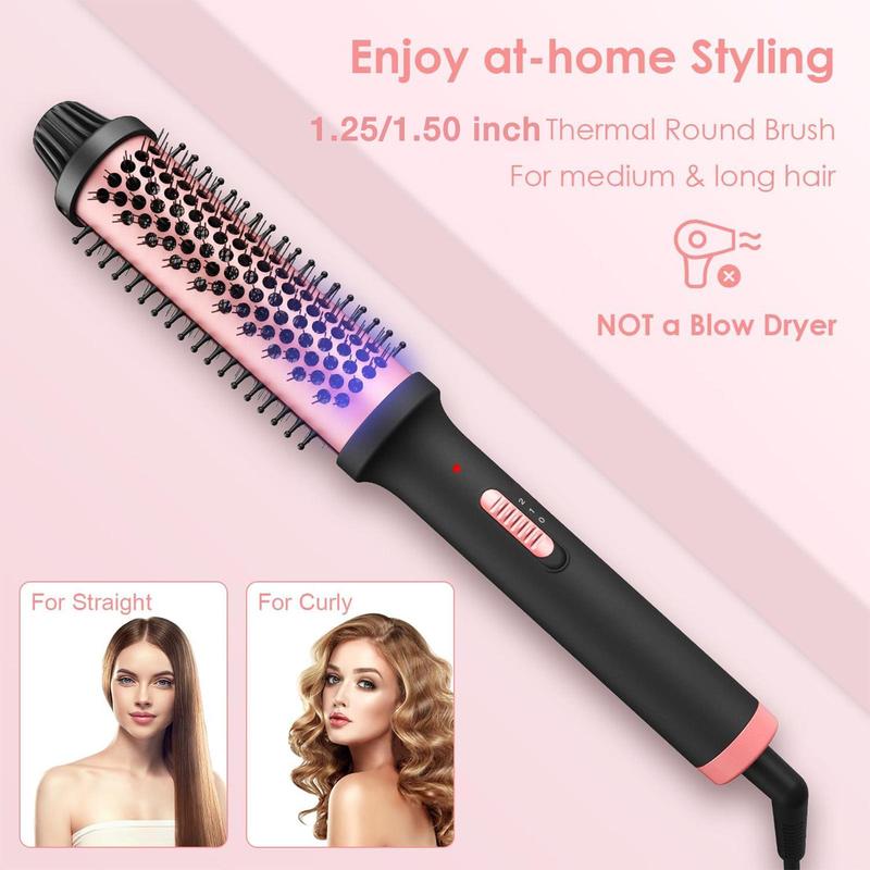 2 in 1 Heated Hair Styling Brush, Professional Hair Straightening & Curling Brush, Straightening Brush, Curling Hair Iron, Hair Straightener, Negative Ionic Thermal Brush for Straightening & Curling,  Hair Straightener Brush