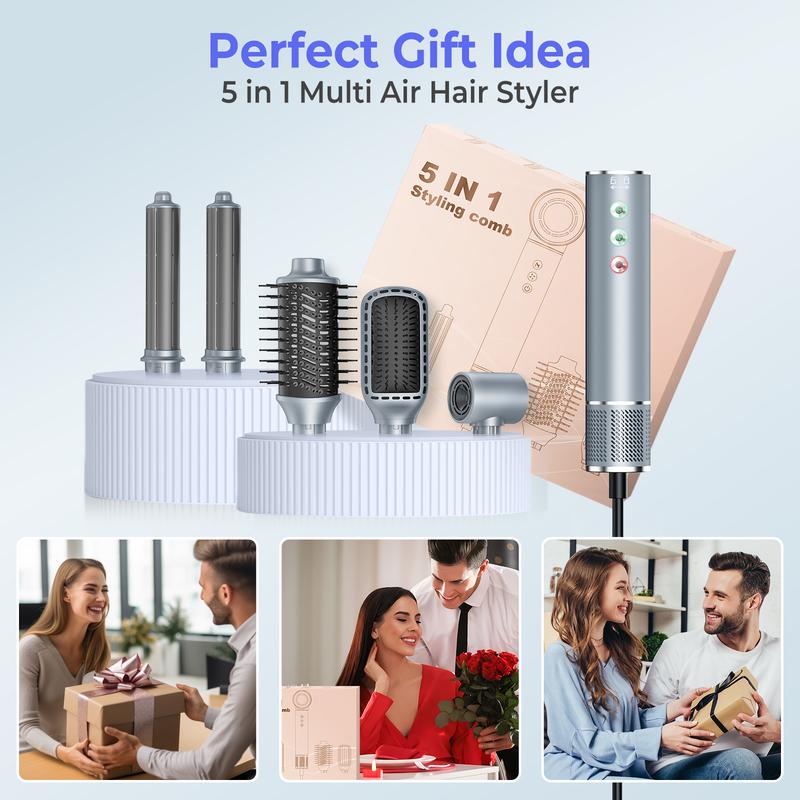 5-in-1 High-Speed Hot Air Hair Dryer Brush: 110000RPM, 20m s Airflow, 0.75LB Aluminum, Ionic Blow Dryer for Styling & Curling,Christmas Winter Gifts & New Year Gifts.