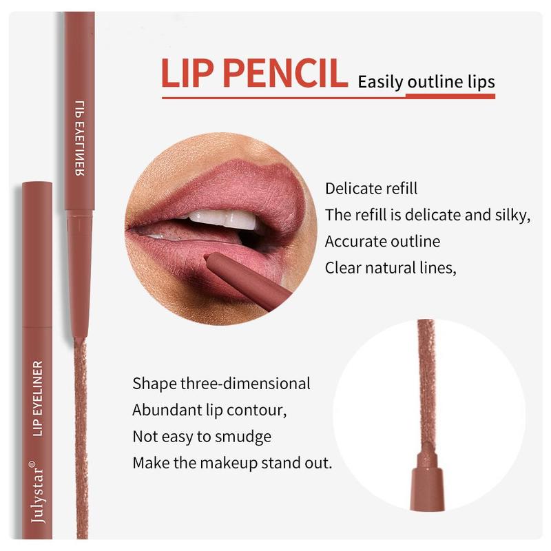 6-color Smooth Lip Liner, 6pcs set Waterproof Long-lasting Lipstick Pen, Multifunctional Lip Makeup Pencils for Daily Use