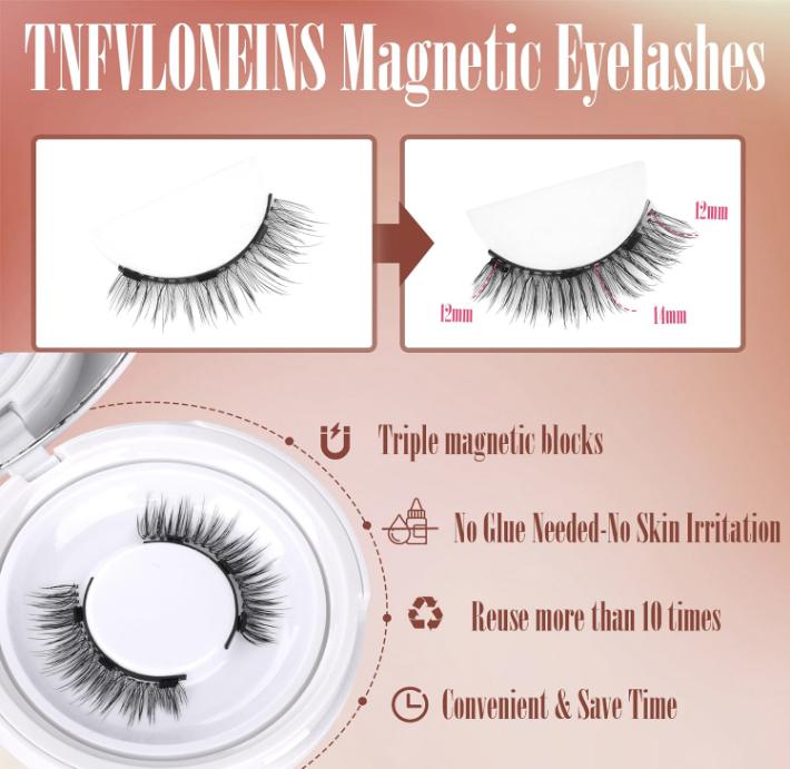 Magnetic Eyelashes Magnetic Lashes with Applicator No Glue or Eyeliner Clear Band Magnetic Eyelashes Look Like Lash Extension Natural Lashes