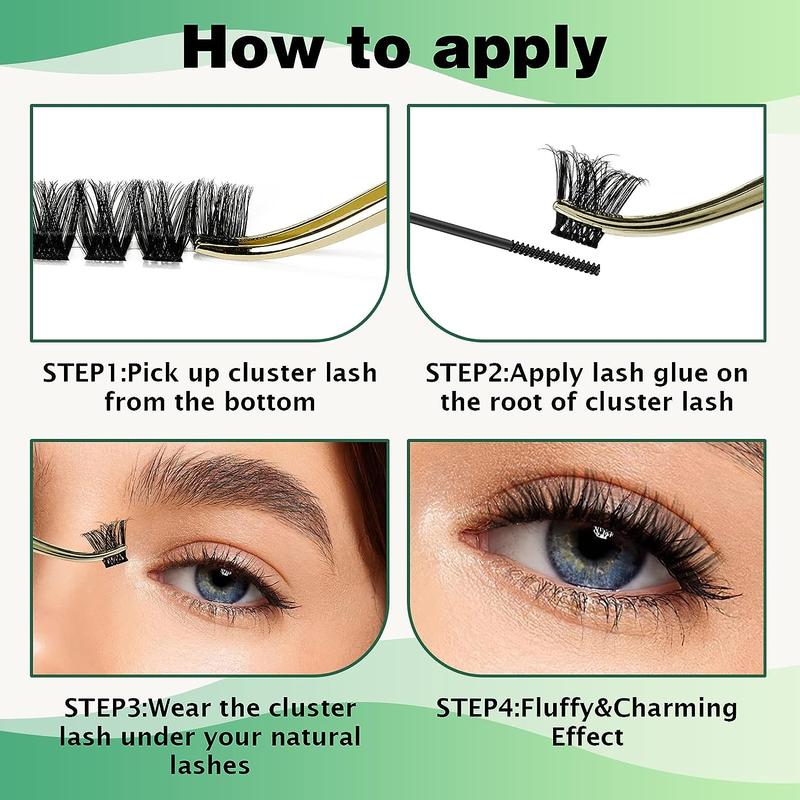 Christmas Gift KEYYOU DIY Lash Clusters Volume Lash Extensions Wispy Comfortable Cluster Lashes Eyelash Extensions Makeup Cosmetic Easy DIY at Home