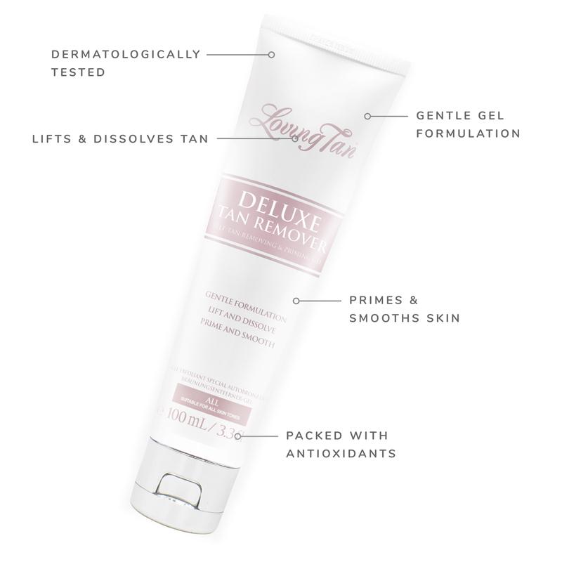 Loving Tan Deluxe Tan Remover Gel - Effective & Gentle Self Tanning Remover, Self Tanner Remover Suited for All Skin Types - Cruelty Free, Sulphate, Paraben & PEG Free - 3.3 Fl Oz