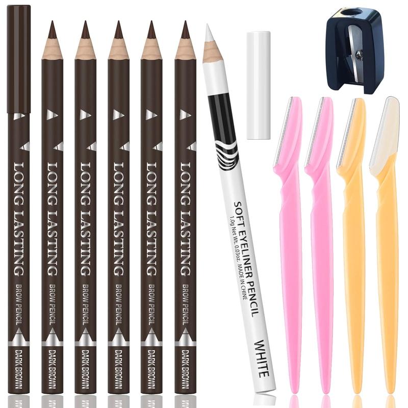 6 count Dark Brown Eyebrow Pencil Eyeliner Set, Waterproof Eye Brow Pencil, Easy to Coloromen Women Professional Eyebrow Pencil Smudge Proof Long Lasting Makeup Eye Liners